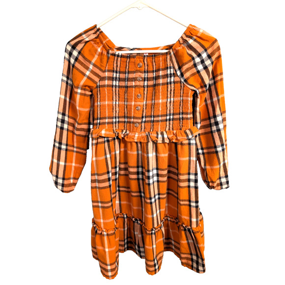 FABKIDS Orange Plaid Dress XL Girls 14/16 Fall - Picture 1 of 4